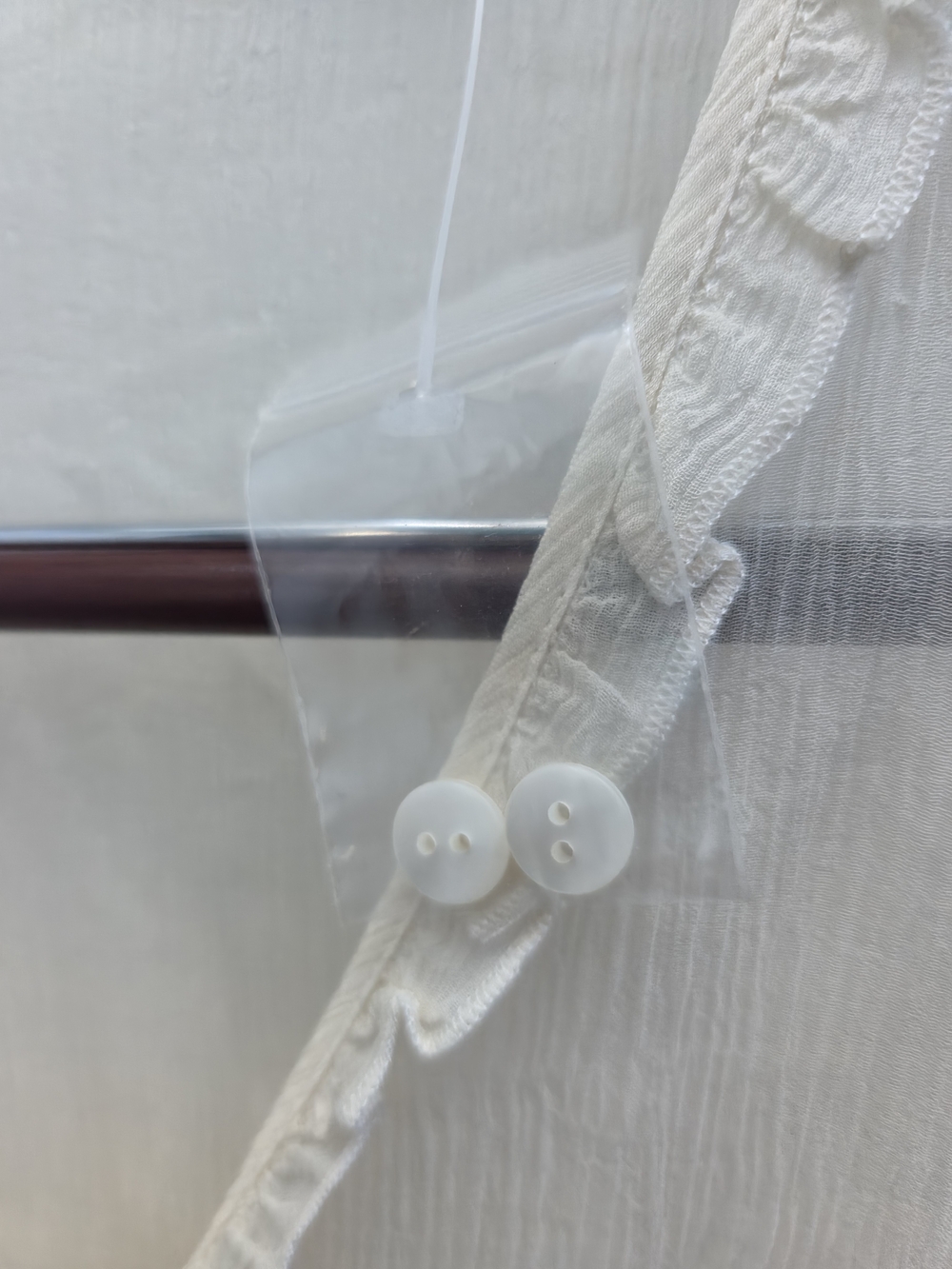 Sheer Ruffle-Trim Blouse - Cream - Picture 4 of 11